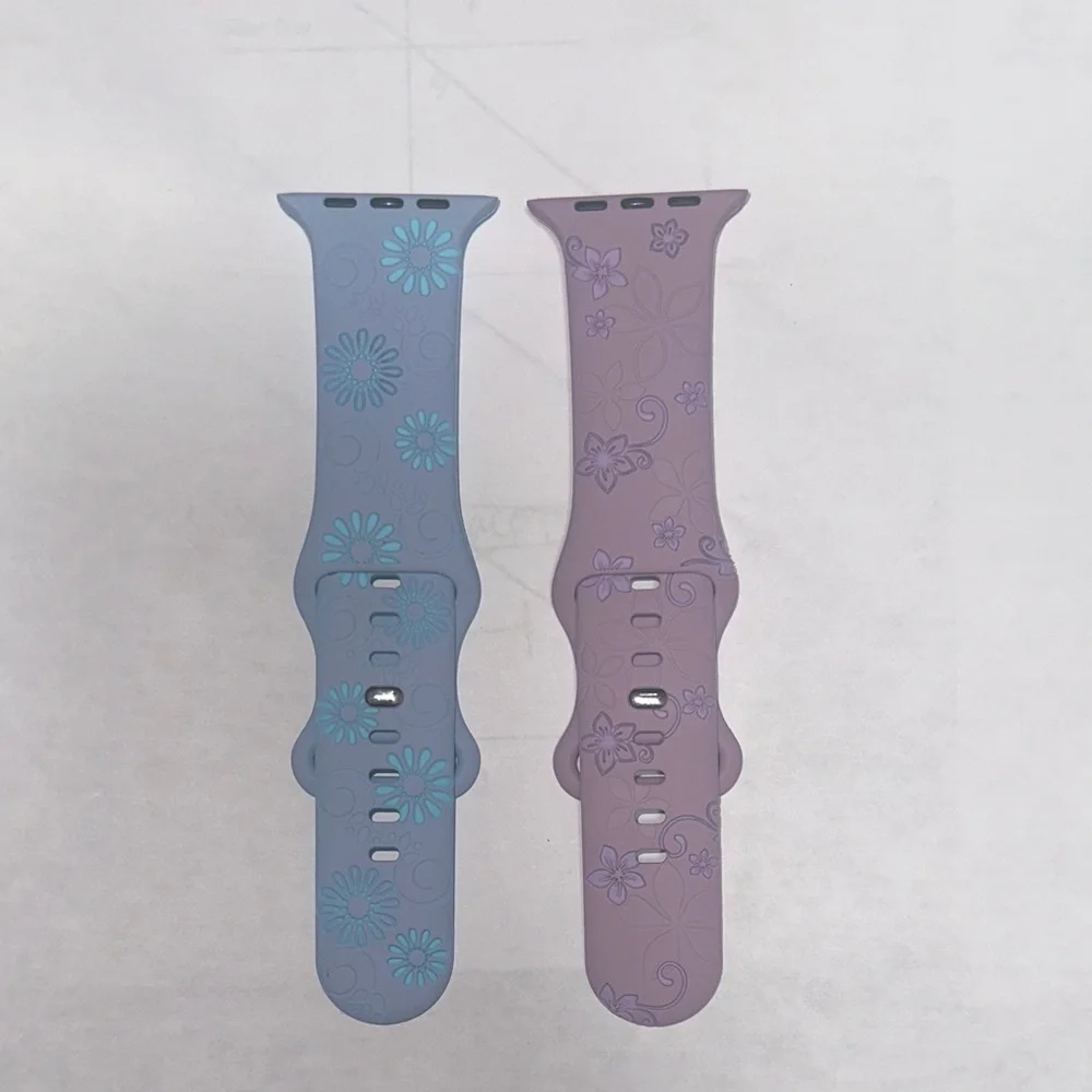 2 pack- Stylish Floral Smartwatch Bands for 42mm - Blue and Purple